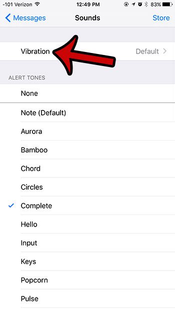 turn off vibration for iphone text messages