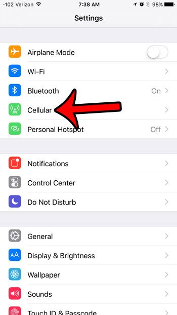 select the cellular option