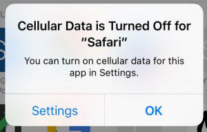 cellular data is turned off for an iphone app