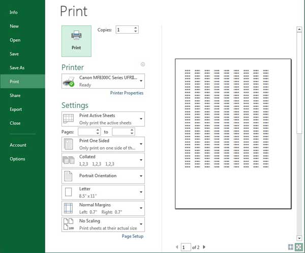 excel 2013 print preview