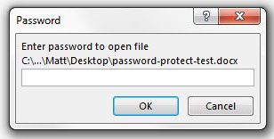 password prompt in word 2013