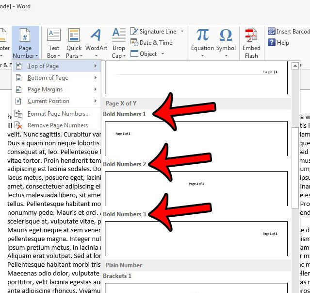 choose the section of the document location