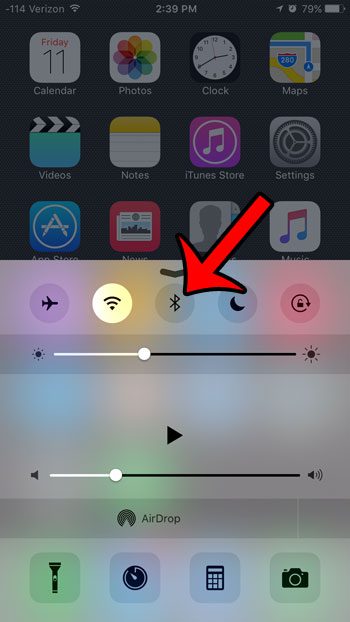 turn off bluetooth from control center