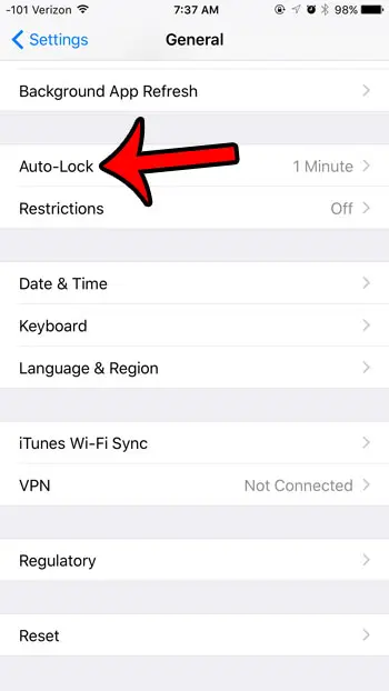 select auto lock option