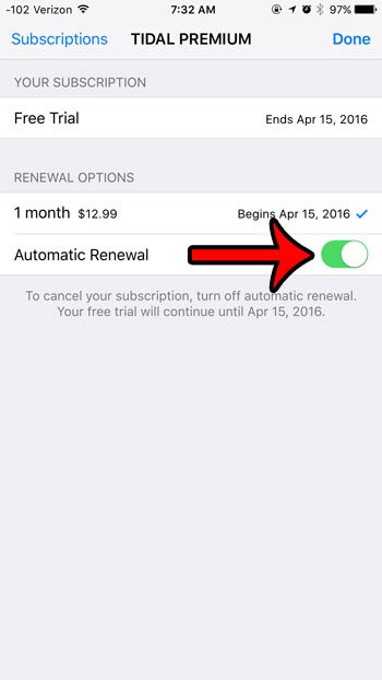 tap automatic renewal button
