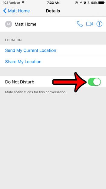 mute iphone text message conversation