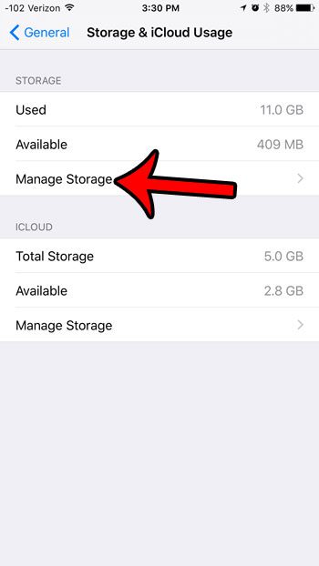 tap manage storage