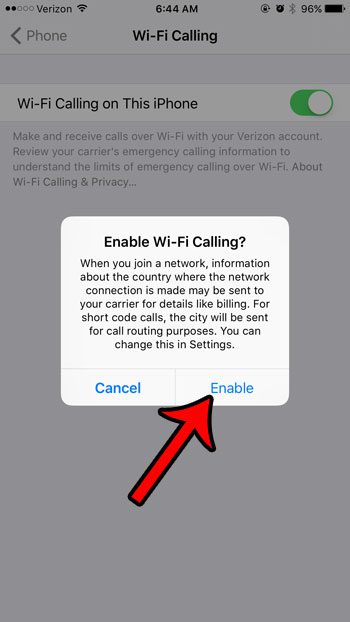 habilitar llamadas wifi en iphone verizon