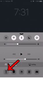 turn on flashlight without unlocking iphone