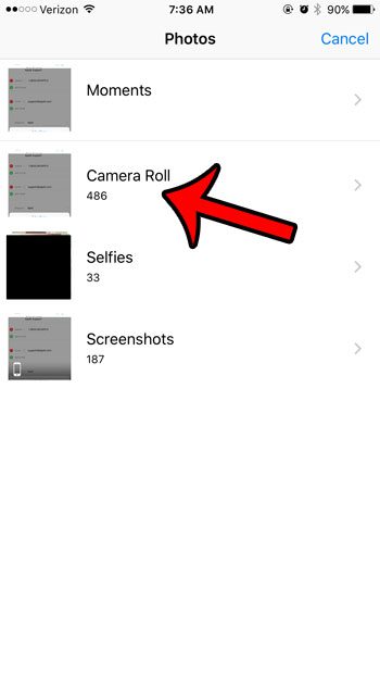 select the camera roll