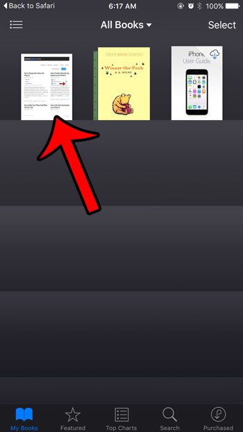 the saved pdf in ibooks