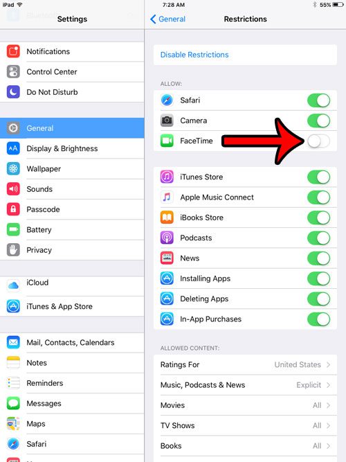 How to Disable FaceTime on an iPad in iOS 9 - 27