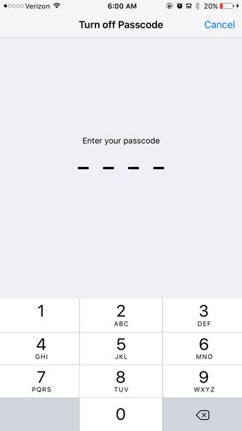 re-enter passcode