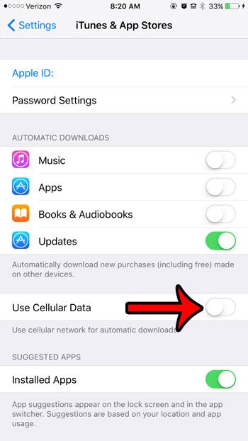 turn off data for automatic downloads