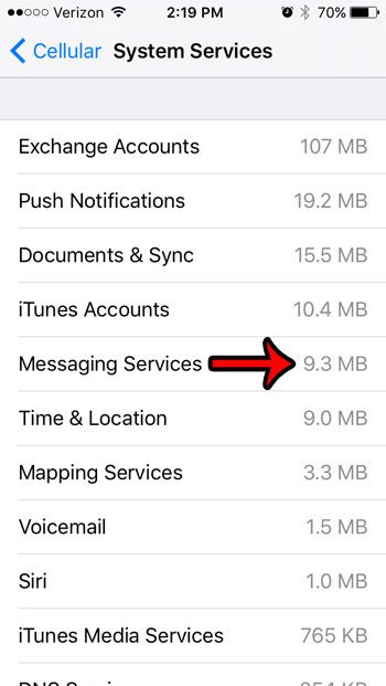 check data usage for messaging on iphone