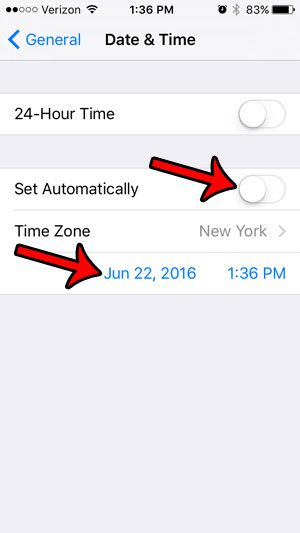 switch to manual time setting option
