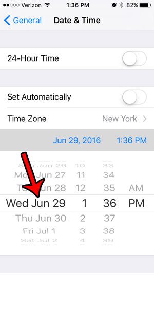 change today's date on your iPhone