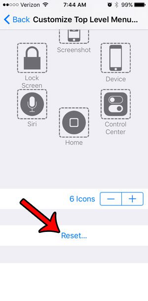 how to reset assistivetouch menu on iphone