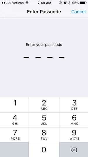 regular device passcode