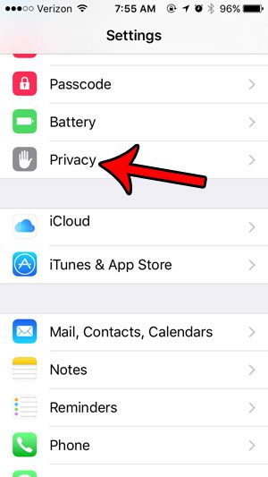 iphone 5 privacy menu