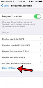 delete frequent locations from iphone 5