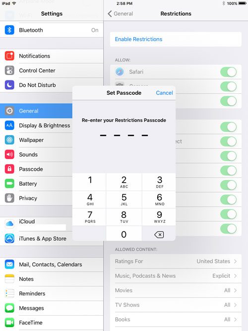 how to shut off the camera in ios 9