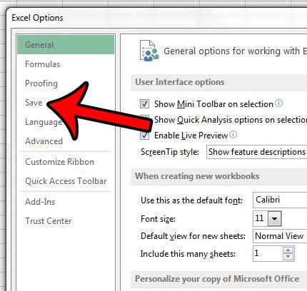 how to disable autorecover for a workbook in excel 2013 - step 3