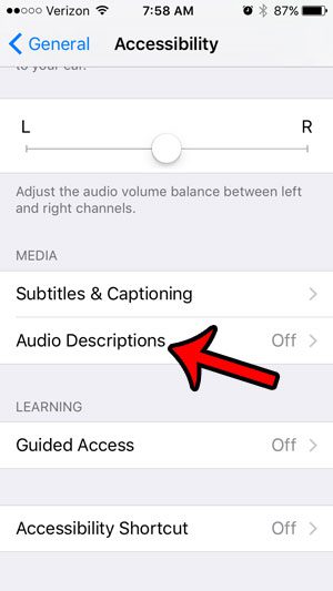 where is audio descriptions setting on iphone - step 4