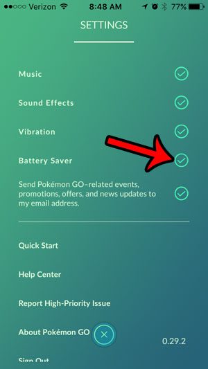 how to enable the pokemon go battery saver setting - step 4