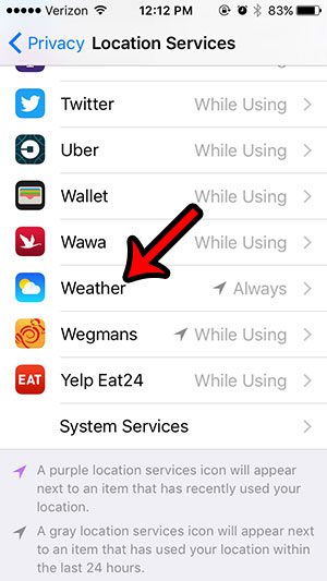 How to Enable or Disable Location Services for the iPhone Weather App - 21