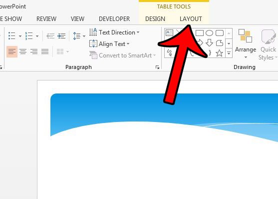 delete a table in Powerpoint