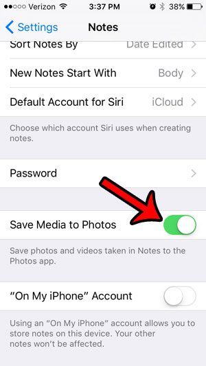 save notes media to photos app - step 3