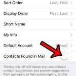 stop showing suggested contacts from emails on iphone