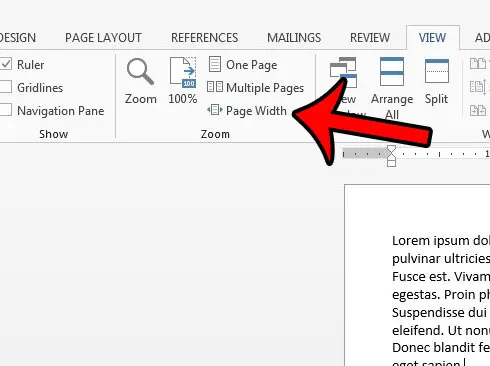 make document the width of the screen in word 2013