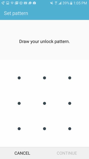 how to use a swipe pattern instead of a passcode on galaxy on5