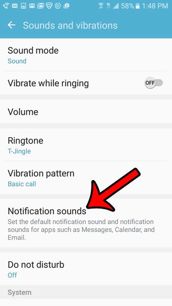 select notification sounds