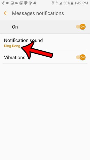 tap the notification sound button