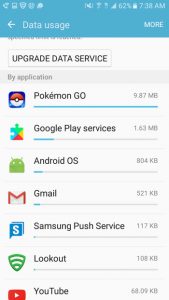 view mobile data usage by app on the galaxy on5