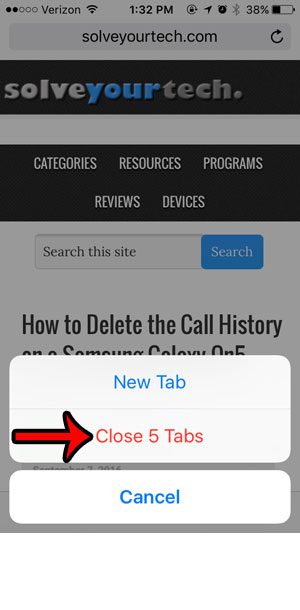 Close all Safari tabs at once on iPhone 5