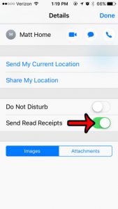 how to change read receipts for individual contacts on an iphone