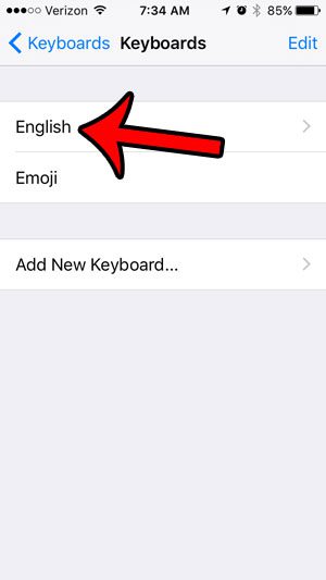 choose the english keyboard