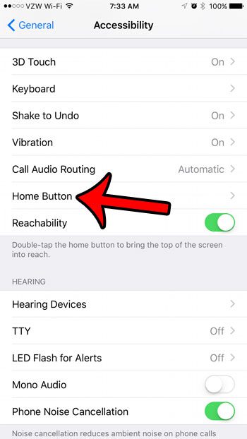 select the Home button option