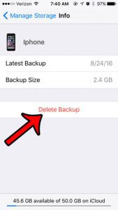 how to delete an icloud backup from an iphone