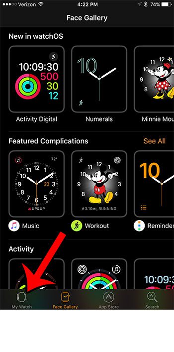 my watch tab in the iphone watch app