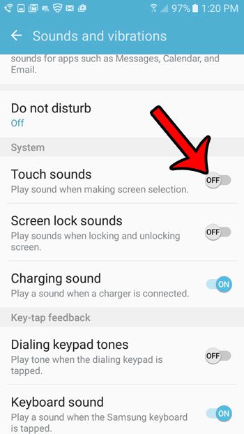 How to turn off touch sound on samsung galaxy it5