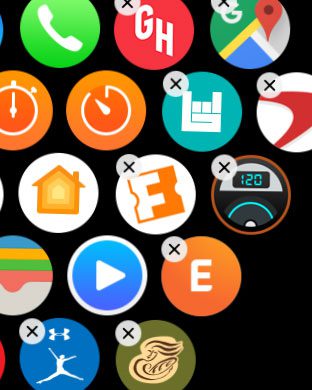 tap and hold an apple watch app icon