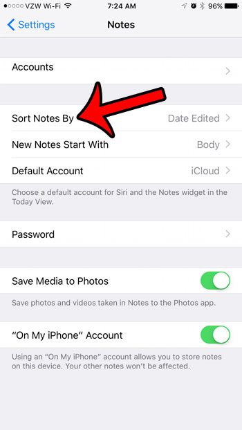 how to sort notes alphabetically on an iphone 7