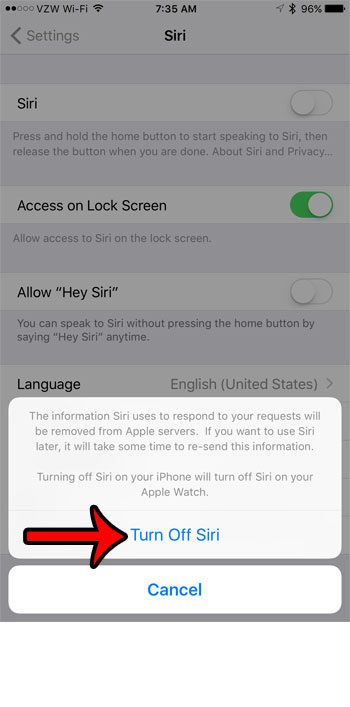how to turn off siri on iphone 7