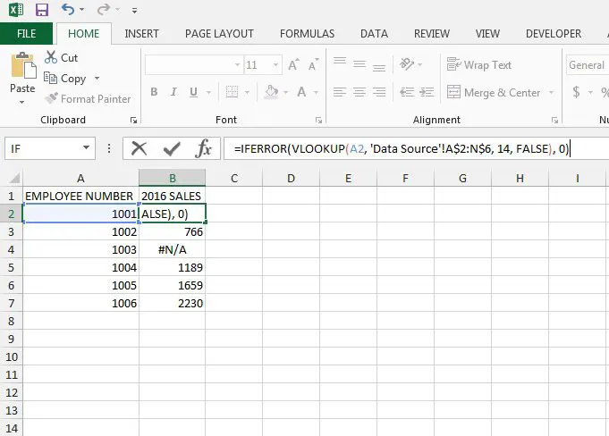 how to display a zero instead of #n/a in excel 2013 vlookup formula