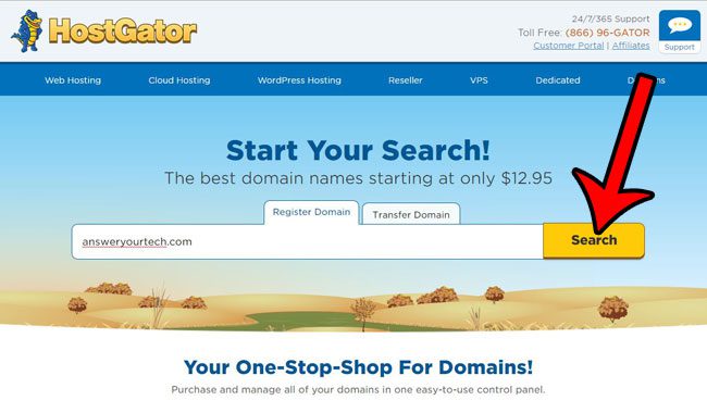search for your domain name